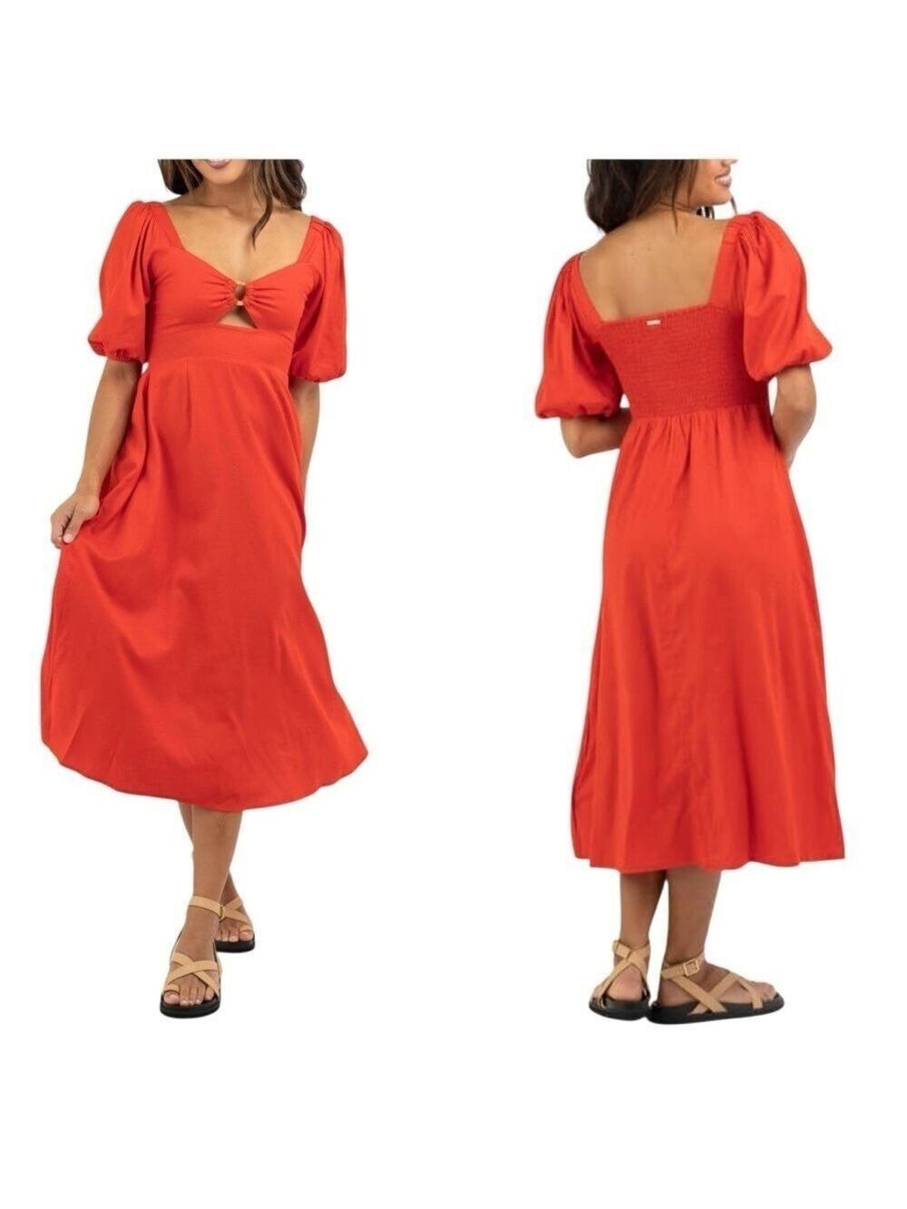 Billabong Lovers Lane Cut Out Front Midi SummerDress